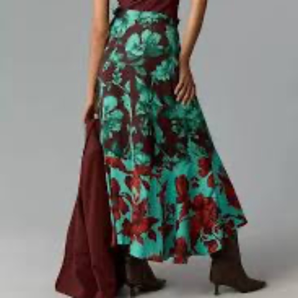 Brand New Anthropologie Maeve Ruffled Wrap Maxi Skirt - Picture 3 of 9